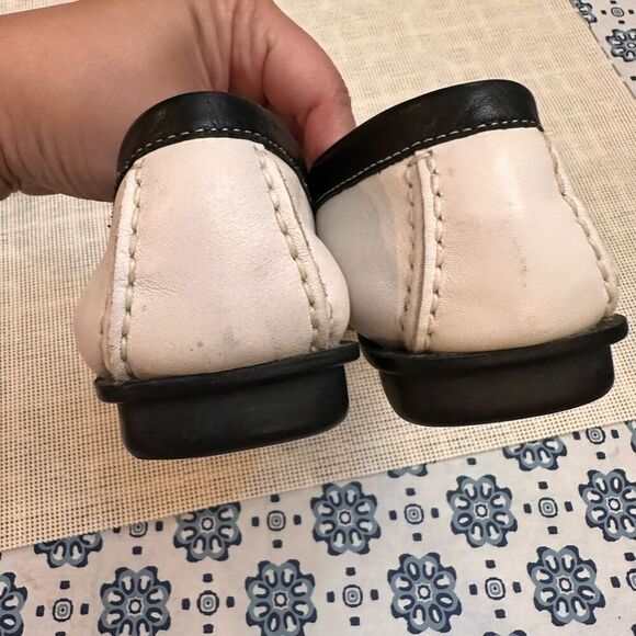 Salamander Shoes Black White‎ Leather colorblock Slip On Flats comfy sz 37/ 7 US